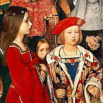 Richard Burchett Erasmus of Rotterdam visiting the children of Henry VII at Eltham Palace in 1499 and presenting Prince Henry with a written tribute. China oil painting art